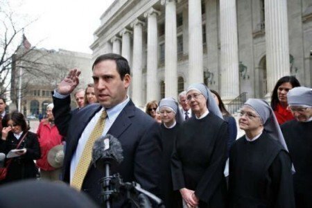 Mark Rienzi, attorney, and members of the Little Sisters (credit: Becket Fund)