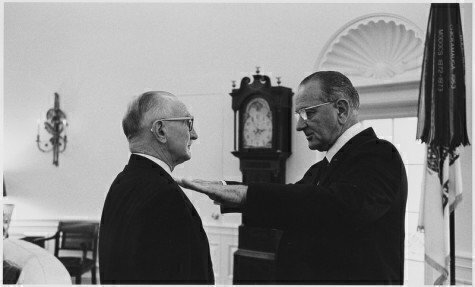 Senator Wayne Morse and President Lyndon B. Johnson, July 18, 1967