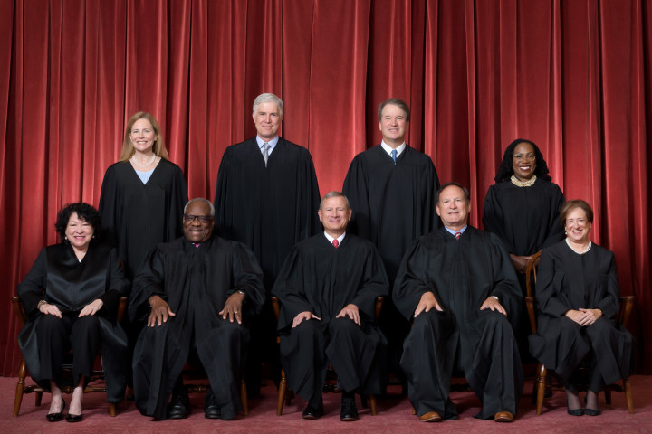 The nine justices of the Supreme Court in an official picture from 2022