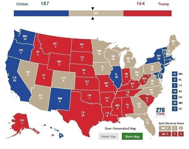 A recent voting history of the 15 Battleground states