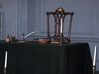 George Washington Sunrise chair in Independence Hall