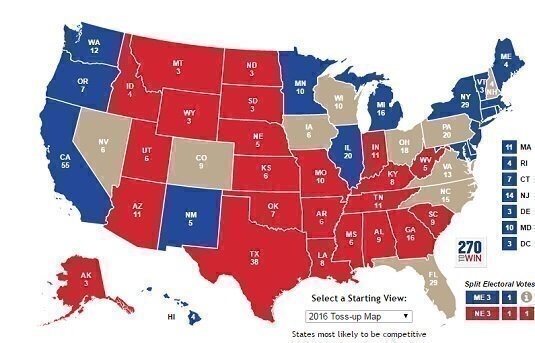 What Are The Real Swing States In The 2016 Election Constitution Center   Tossupmap2016 535 