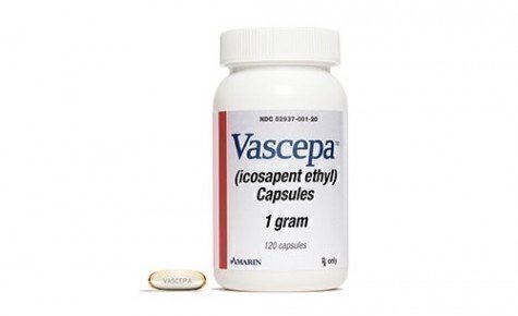 plastic bottle of Vascepa (icosapent ethyl) capsules