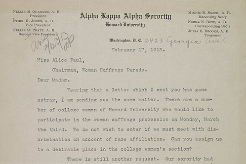 AKA Sorority Suffrage Letter 