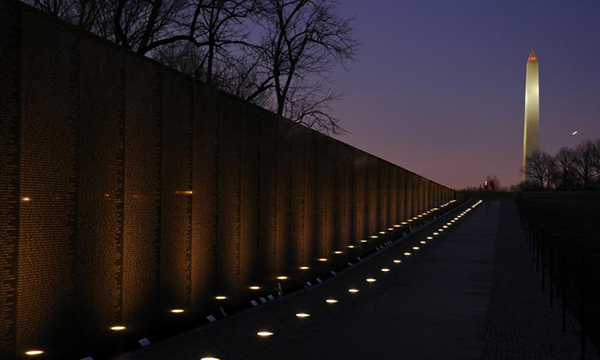 Vietnam War Memorial at night