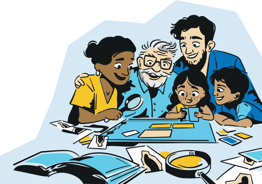 Illustratin of family playing Civic Quest