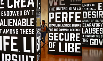 Student visiting National Constitution Center exhibit