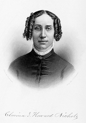 illustration of Clarina I. Howard Nicols, head-and-shoulders portrait, 1887