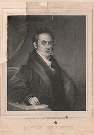 black-and-white print of head-and-should portrait of Daniel Webster, by unknown artist, 1833