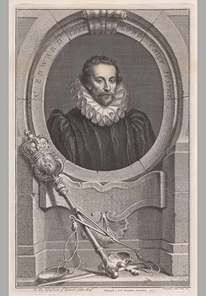 Engraving, 1741, of Edward Coke, Lord Chief Justice by Jacobus Houbraken, 1698-1780.