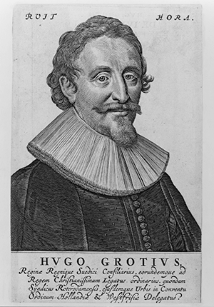 Engraving of Hugo Grotius, head-and-shoulders portrait.