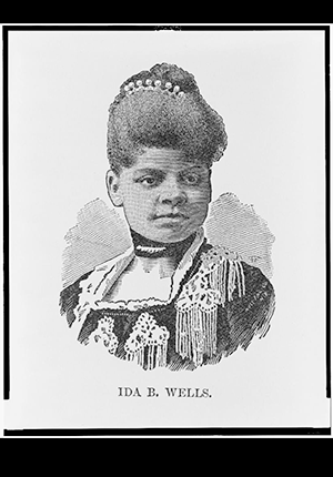 Illustration of Ida B. Wells, head-and-shoulders portrait, 1891.