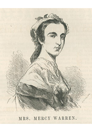 Wood engraving by John William Orr of Mercy Warren, portrait, 1855 (approximate).