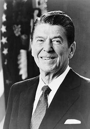Ronald Reagan, head-and-shoulders portrait, facing front.