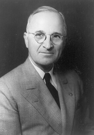 Harry S. Truman, head-and-shoulders portrait, 1945, facing front.