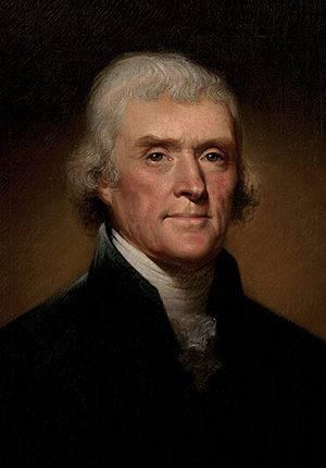 Presidential portrait of Thomas Jefferson
by Rembrandt Peale, 1800.