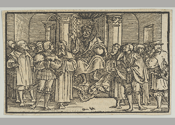 Woodcut, Representatives of Athens and Corinth at the Court of Archidamas, King of Sparta, from the History of the Peloponnesian War by Thucydides, Hans Schäufelein (German, Nuremberg ca. 1480–ca. 1540 Nördlingen).