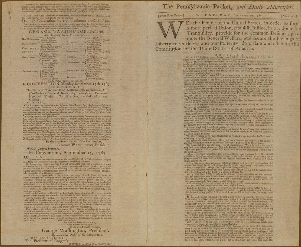 The Official Edition of the United States Constitution and the First  Printing of the Final Text of the Constitution, We, the People of the United  States